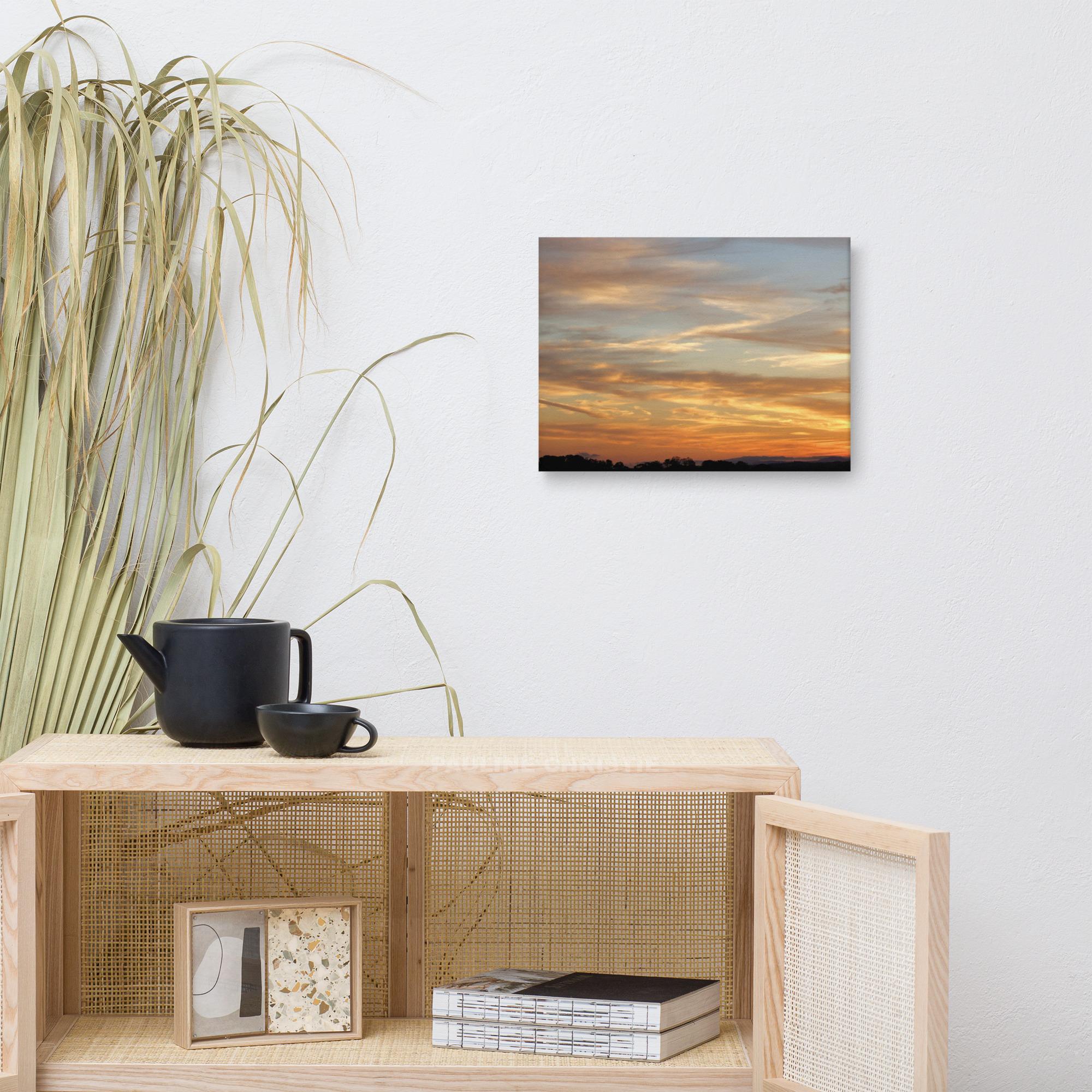 Canvas print of a sunset over a silhouetted landscape, part of a West Kerry collection.