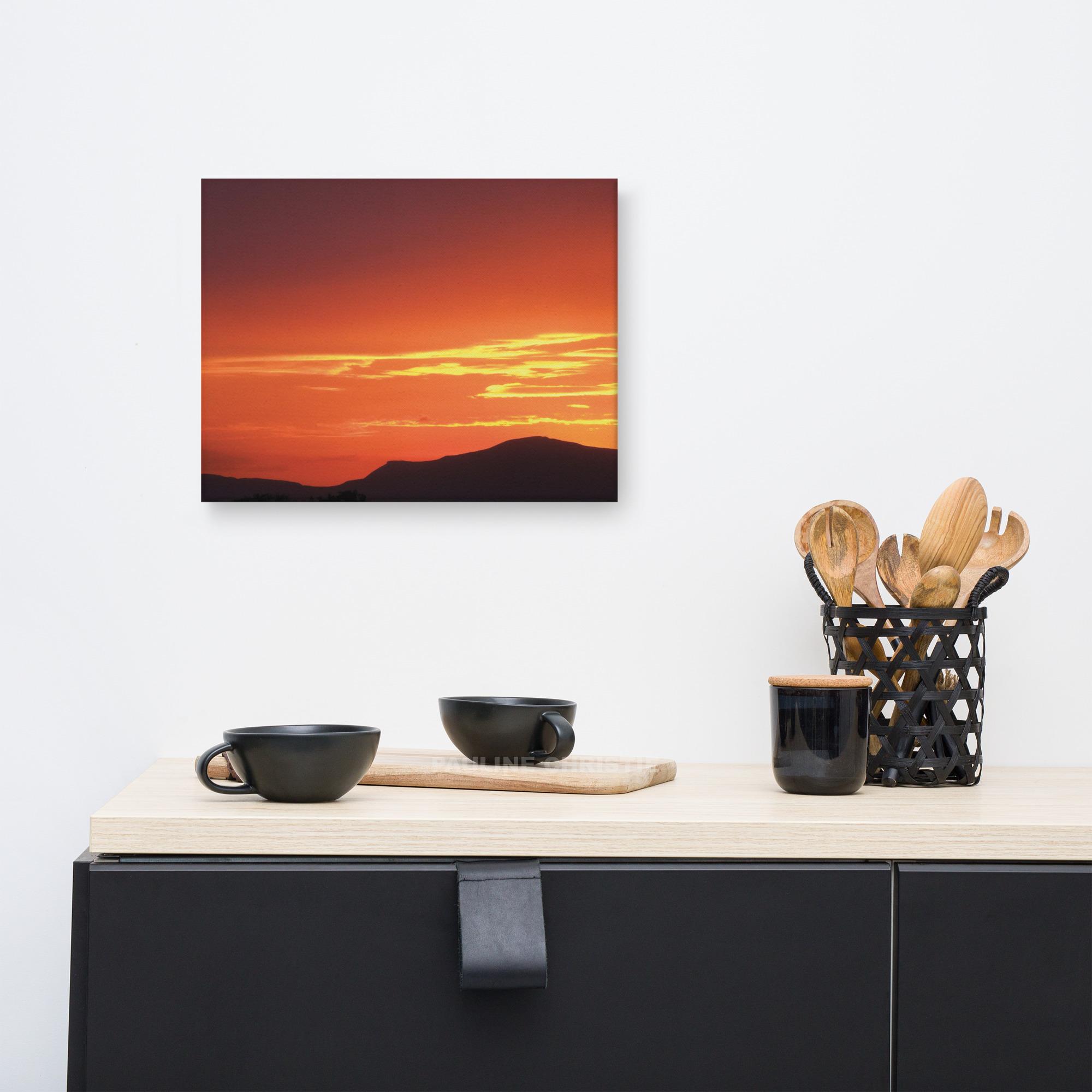 Canvas print of a red sky over the Dingle Peninsula