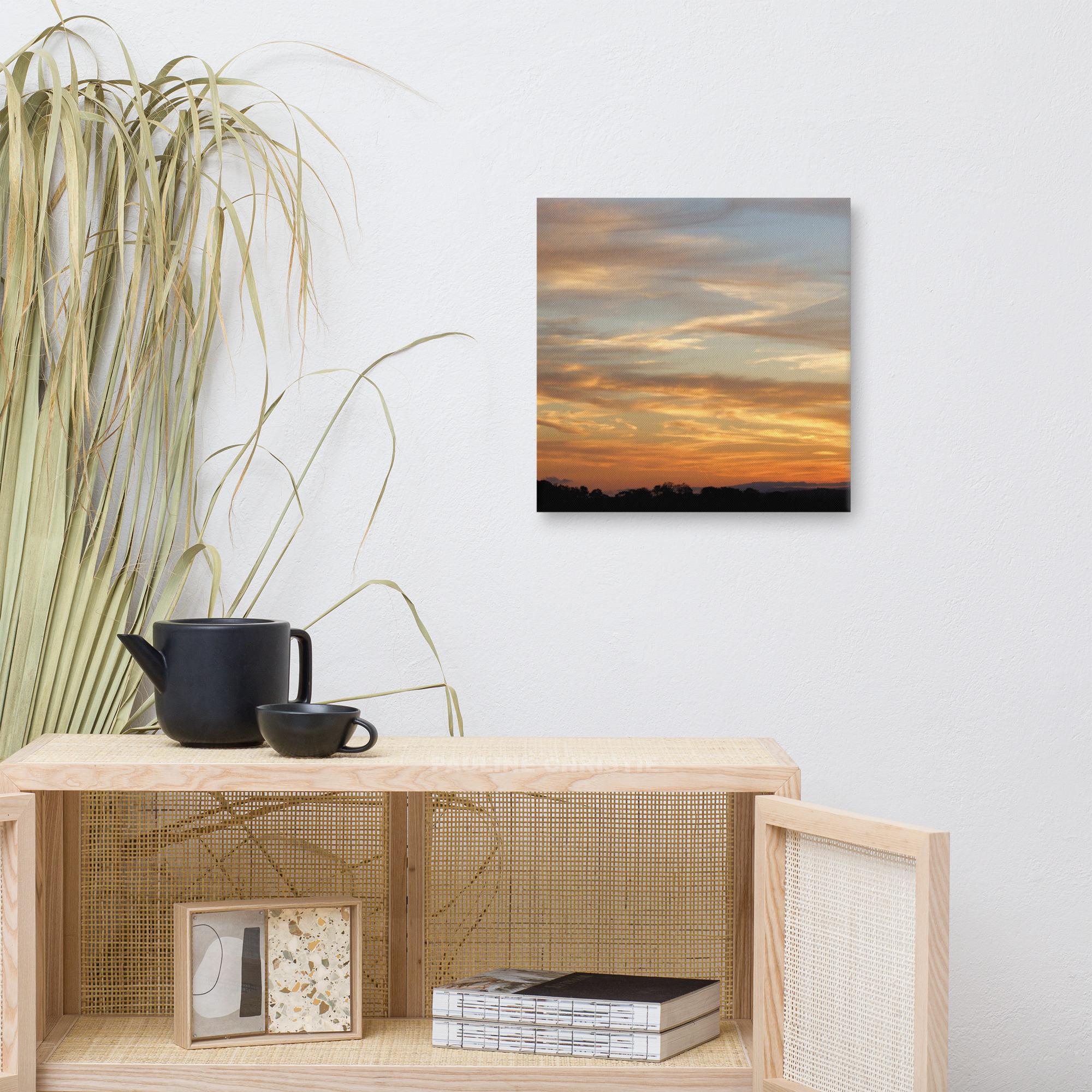 Canvas print of a sunset over a silhouetted landscape, part of a West Kerry collection.