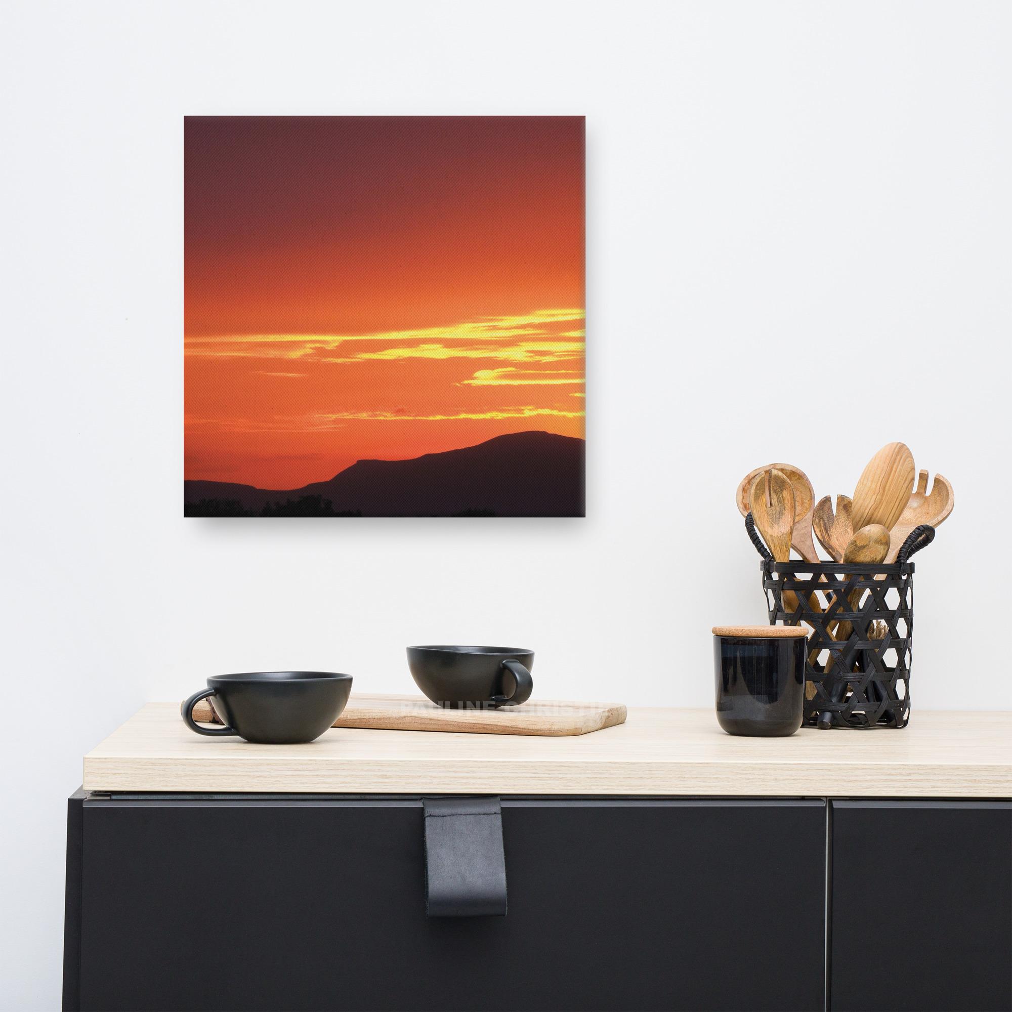 Canvas print of a red sky over the Dingle Peninsula