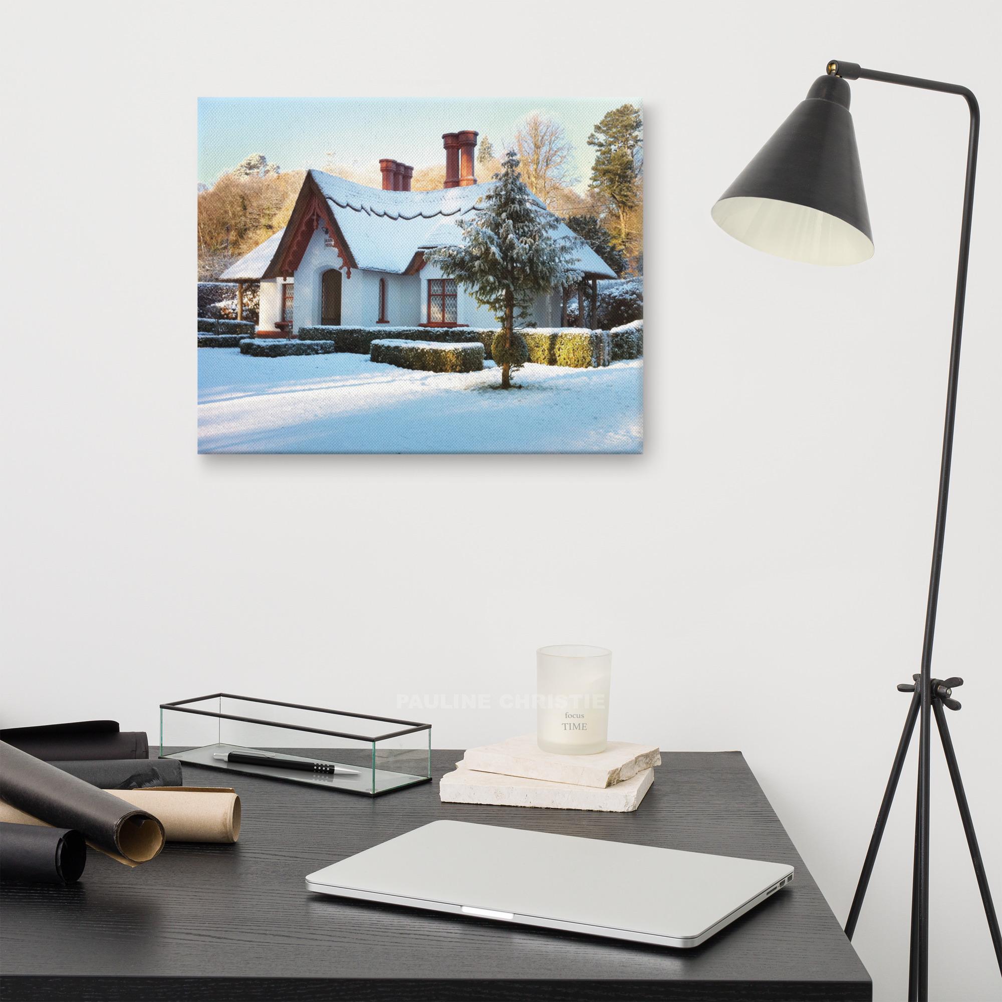 Snow-covered cottage in Killarney National Park, Kerry, Ireland.