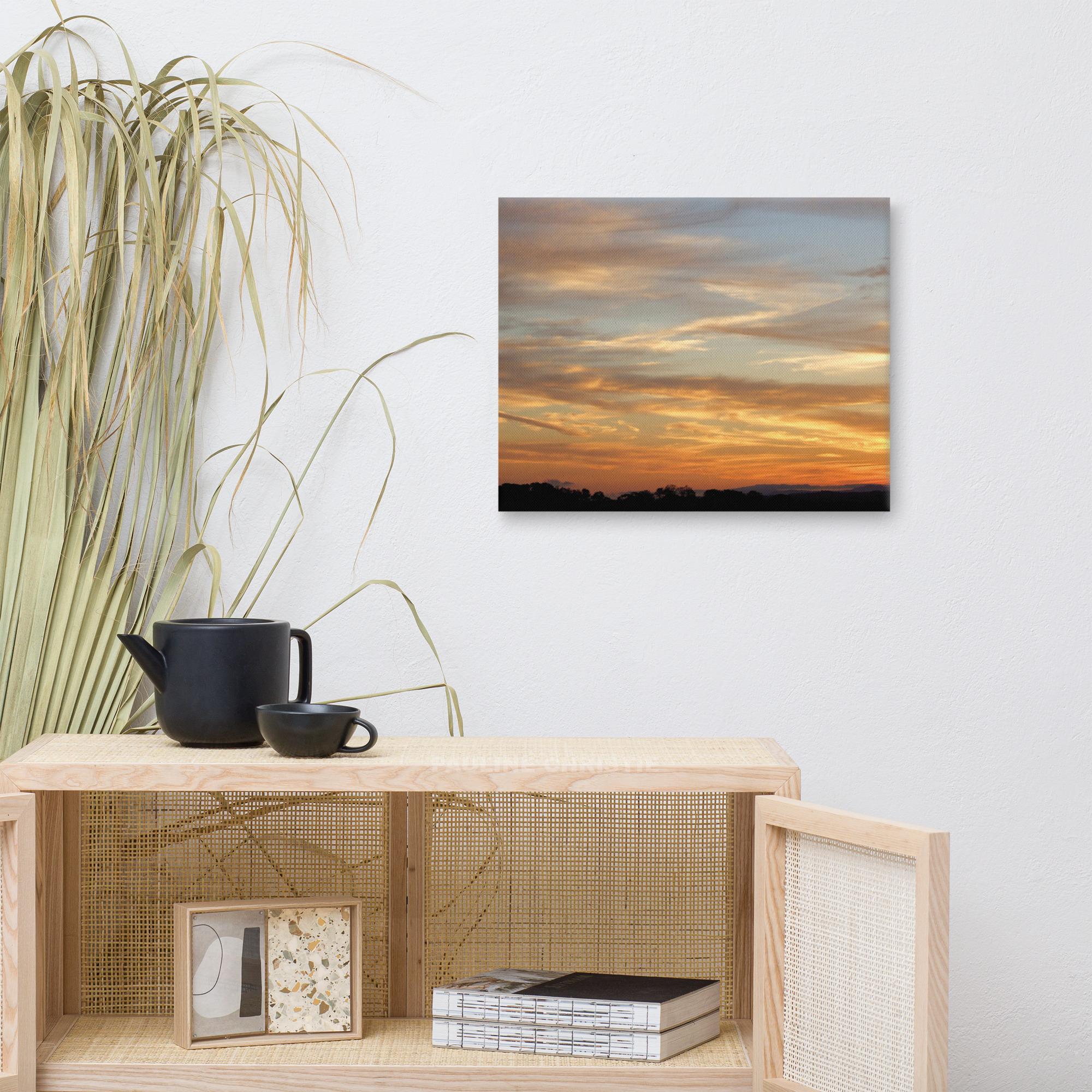 Canvas print of a sunset over a silhouetted landscape, part of a West Kerry collection.
