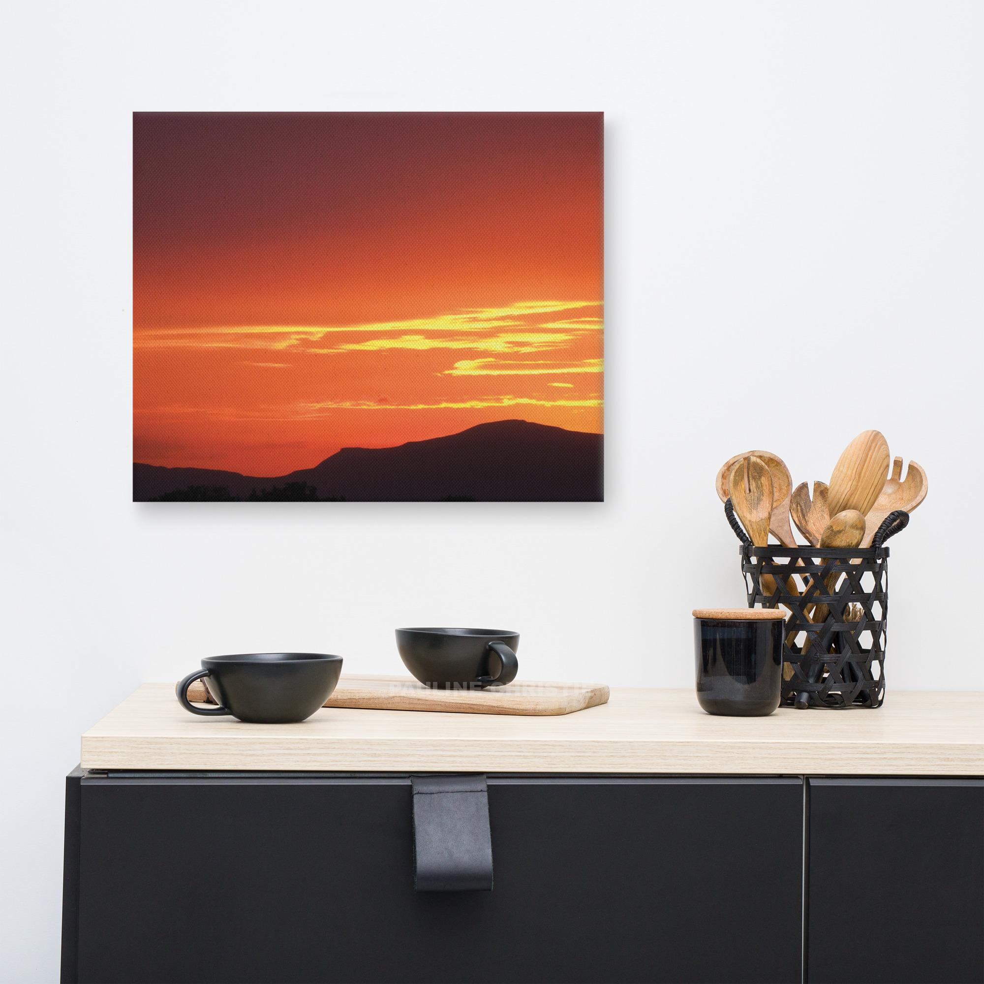 Canvas print of a red sky over the Dingle Peninsula