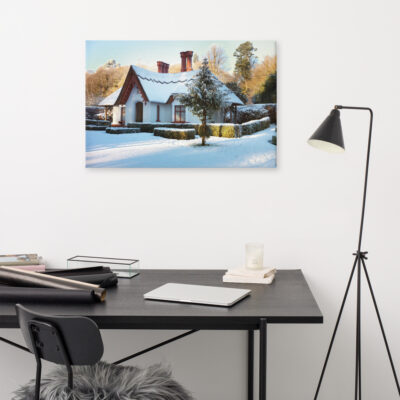 Snow-covered cottage in Killarney National Park, Kerry, Ireland.