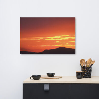 Canvas print of a red sky over the Dingle Peninsula